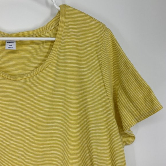 Old Navy Dress T-Shirt Waist Defined Slub Knit Mini Yellow Stripe - Picture 4 of 12